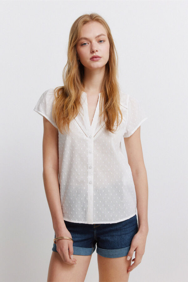 Springfield Blusa em algod&atilde;o lace bege