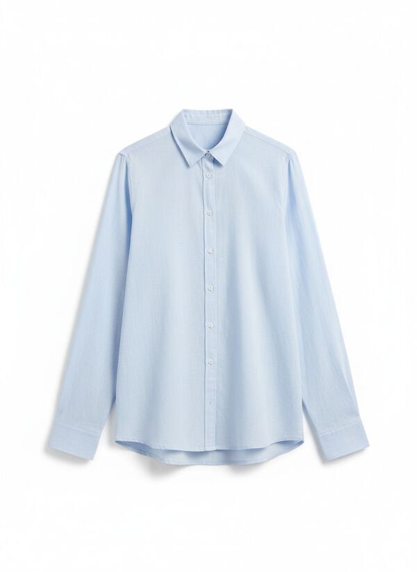 Springfield Camisa b&aacute;sica em linho azul