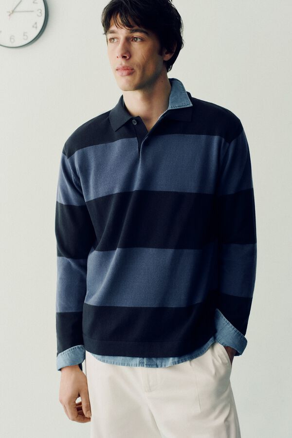 Springfield Polo de riscas color block azul