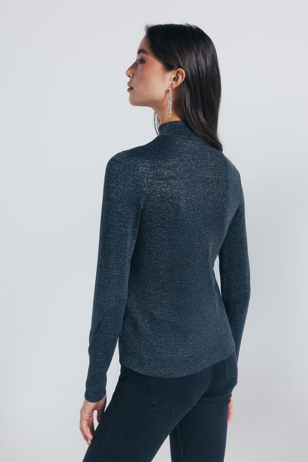 Springfield Top lurex cuello choker gris