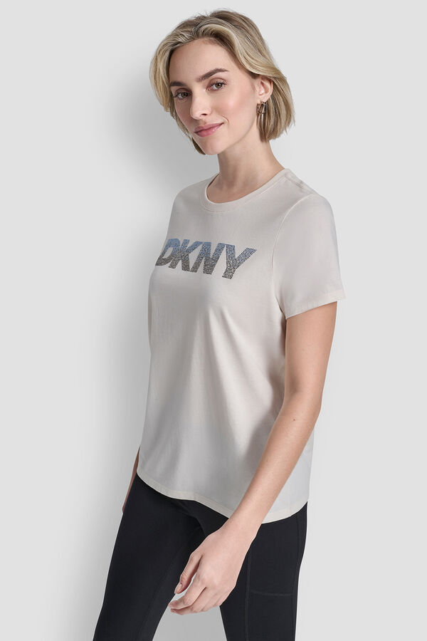 DKNY T-shirt com logo bege