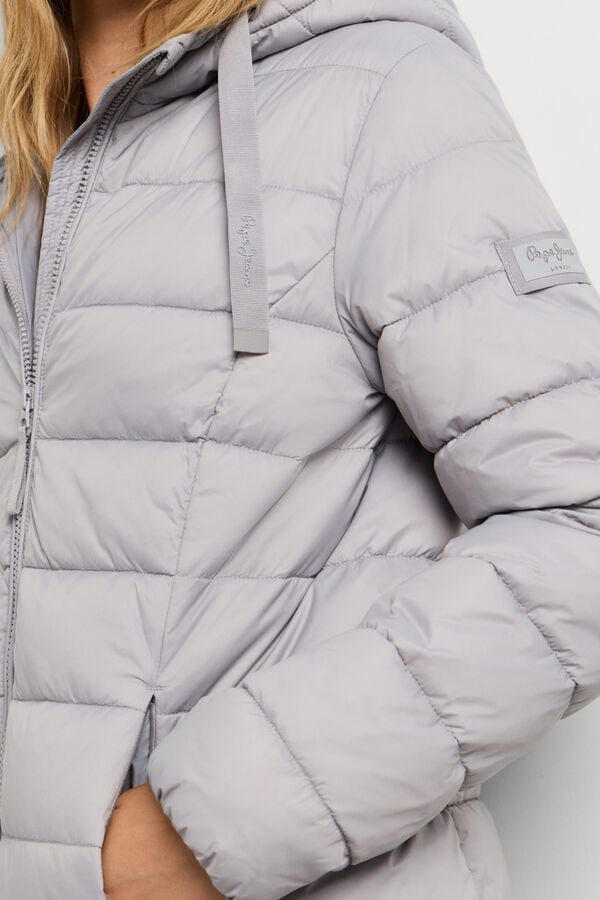 Pepe Jeans Sobretudo acolchoado com capuz e bolsos cinzento