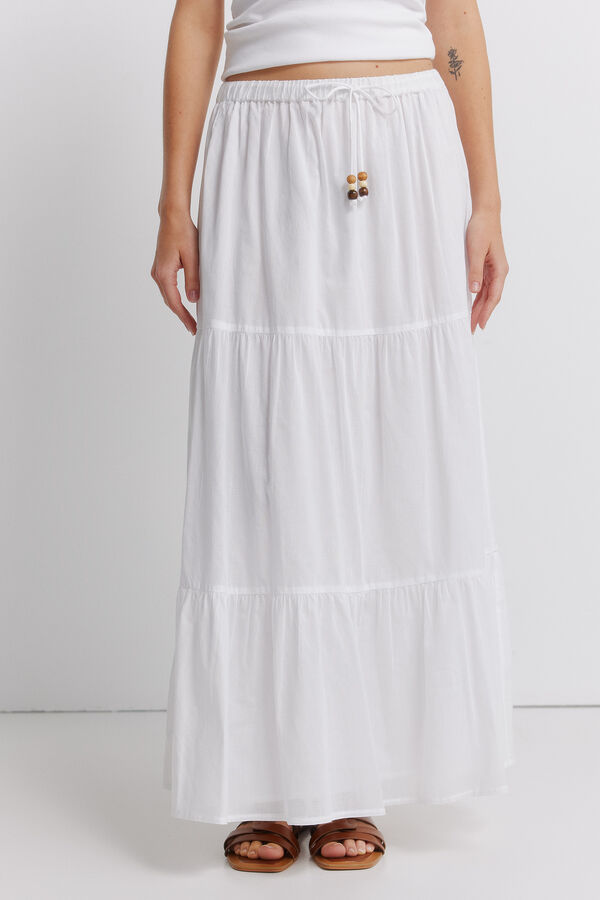 Springfield Saia midi com folhos branco