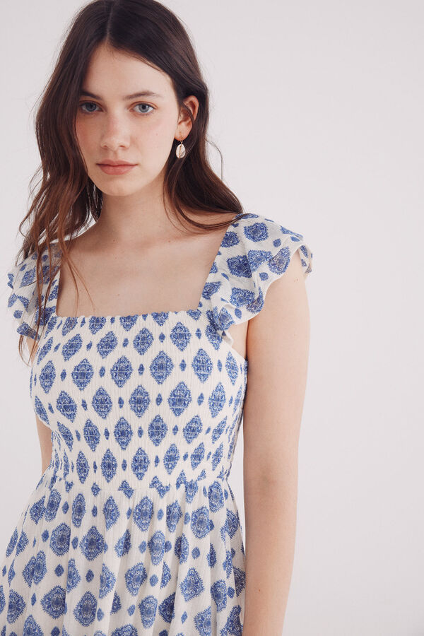 Springfield Vestido curto com estampado geométrica azul