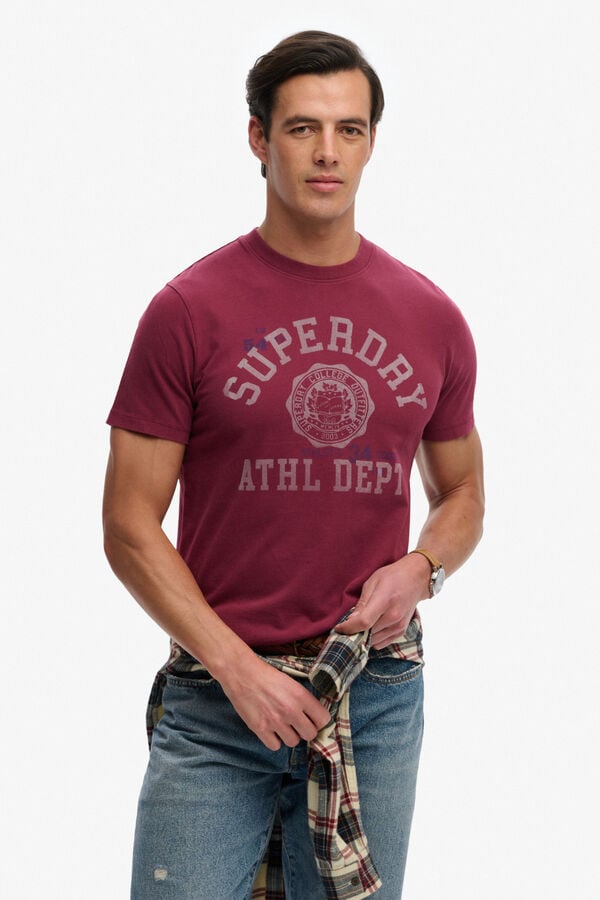 Superdry T-shirt manga curta gr&aacute;fico universit&aacute;rio estampado