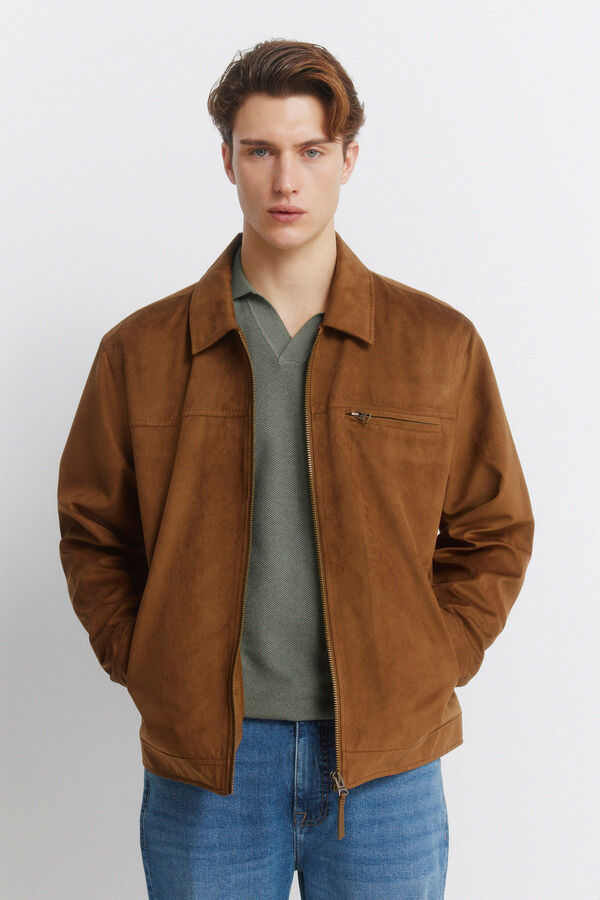 Springfield Faux suede jacket brown