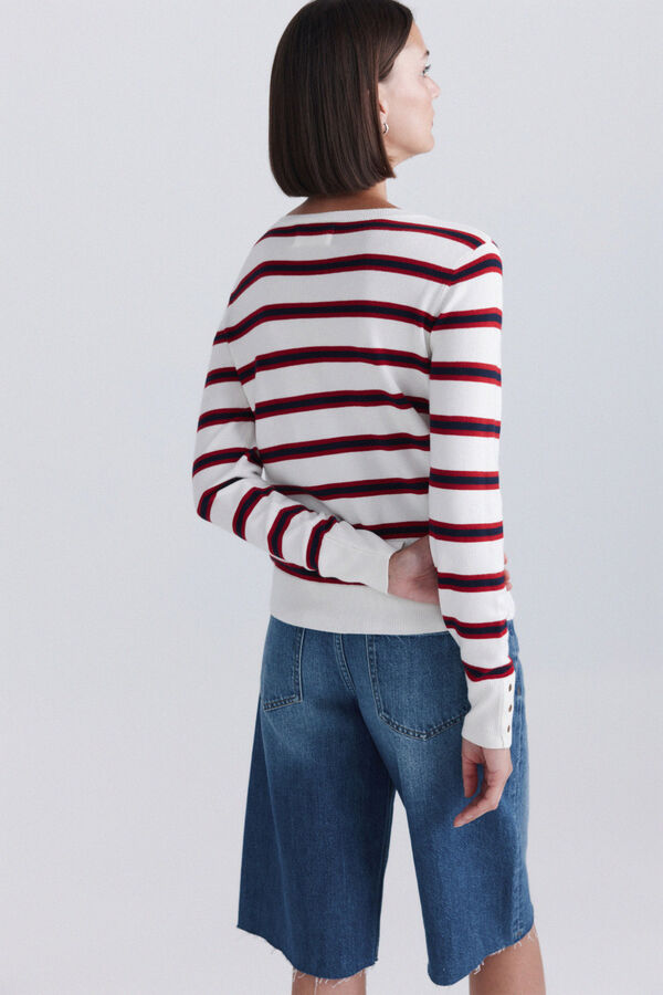 Springfield Camisola b&aacute;sica fina com bot&otilde;es vermelho