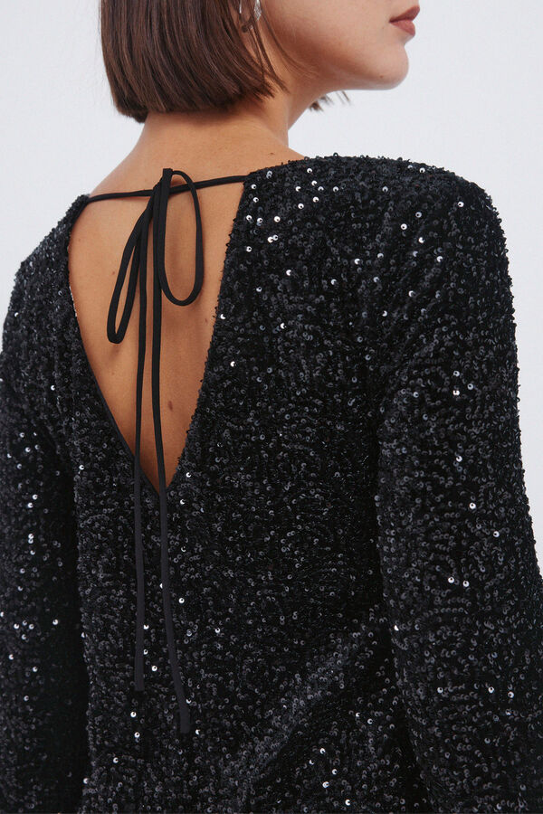 Springfield Vestido curto de lantejoulas preto