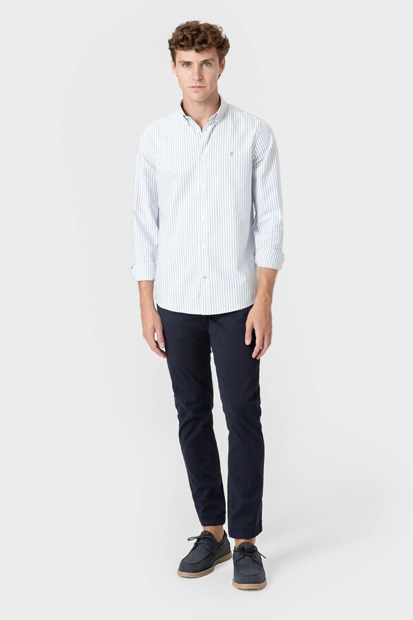 Celopman Camisa Oxford de riscas azul