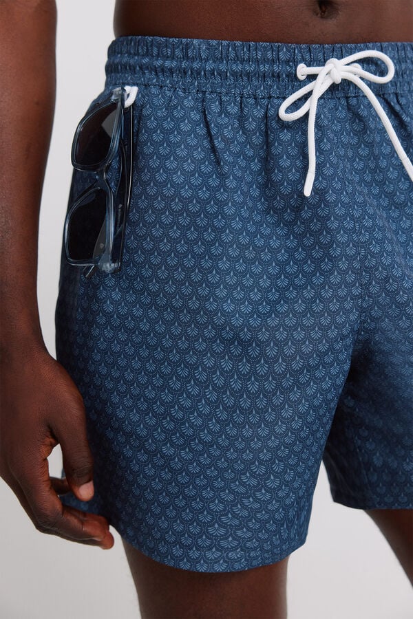 Springfield Fato de banho estampado mosaico bolso fecho-&eacute;clair azul