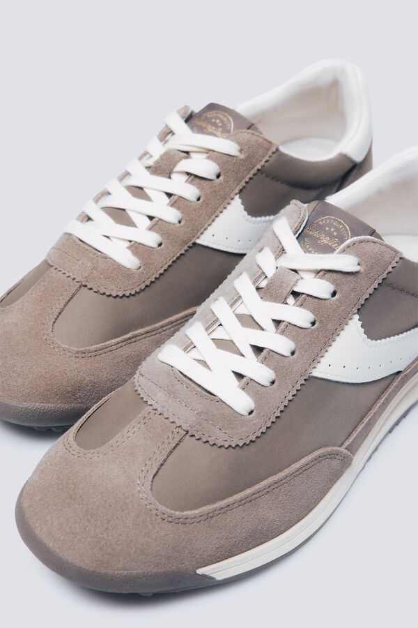 Springfield Zapatilla piel estilo retro marrón