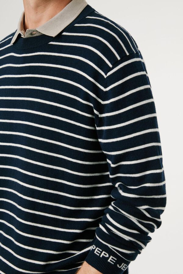 Pepe Jeans Su&eacute;ter de malha listrado de corte regular azul