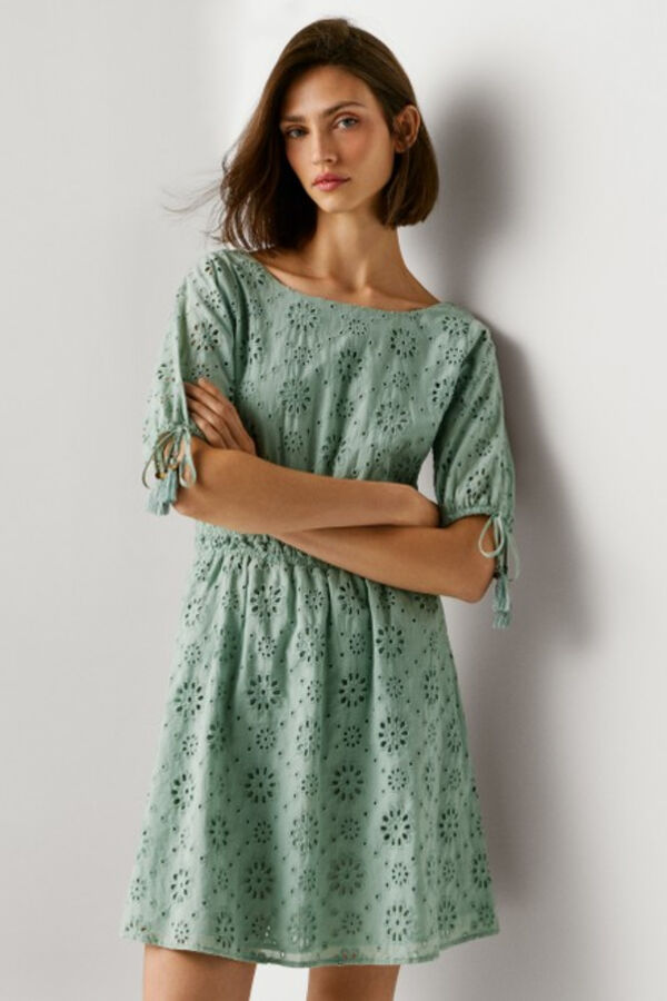 Pepe Jeans Vestido curto de manga curta bege