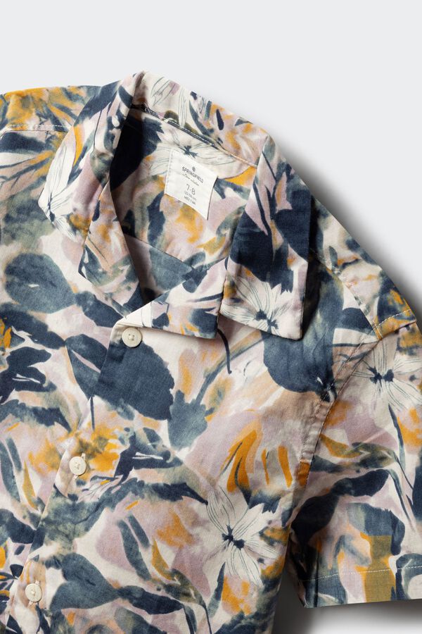 Springfield Kids Camisa de flores para menino azul