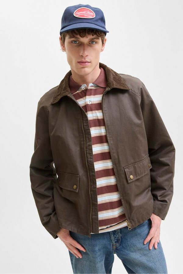 Jack & Jones Blus&atilde;o de gola de veludo cotel&ecirc; castanho