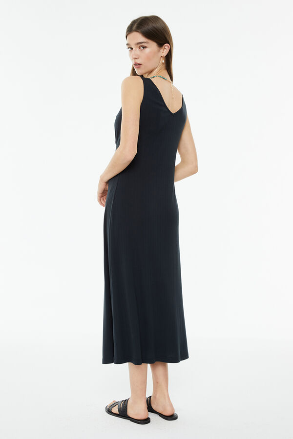 System Action Vestido longo mangas sem mangas preto