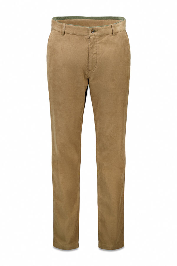 Springfield Calças chino slim fit de veludo cotelê micro castanho