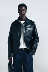 Springfield Blusão efeito pele preto