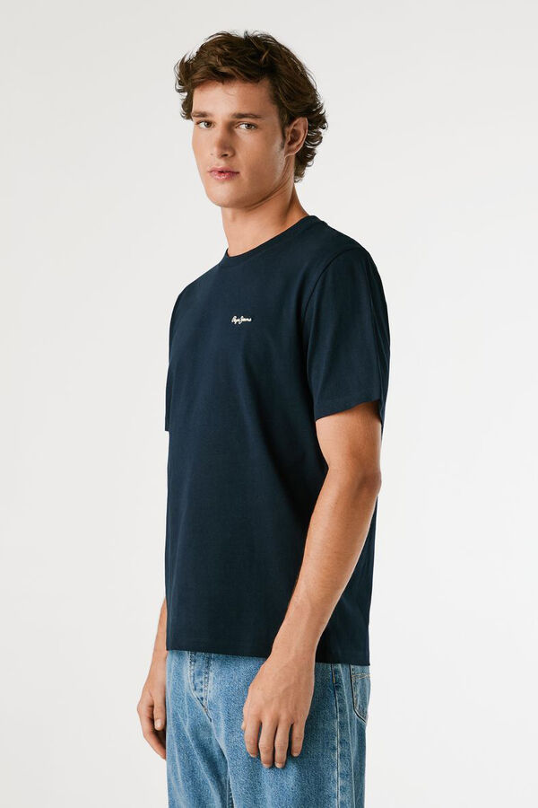 Pepe Jeans Camiseta Regular Fit com Logotipo Bordado azul