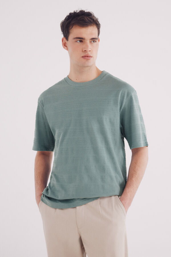 Springfield T-shirt risca piqué azul