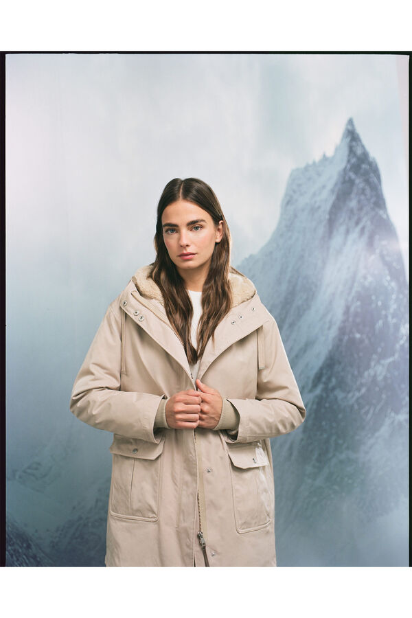 Springfield Parka com capuz repelente à água 2 em 1 camel