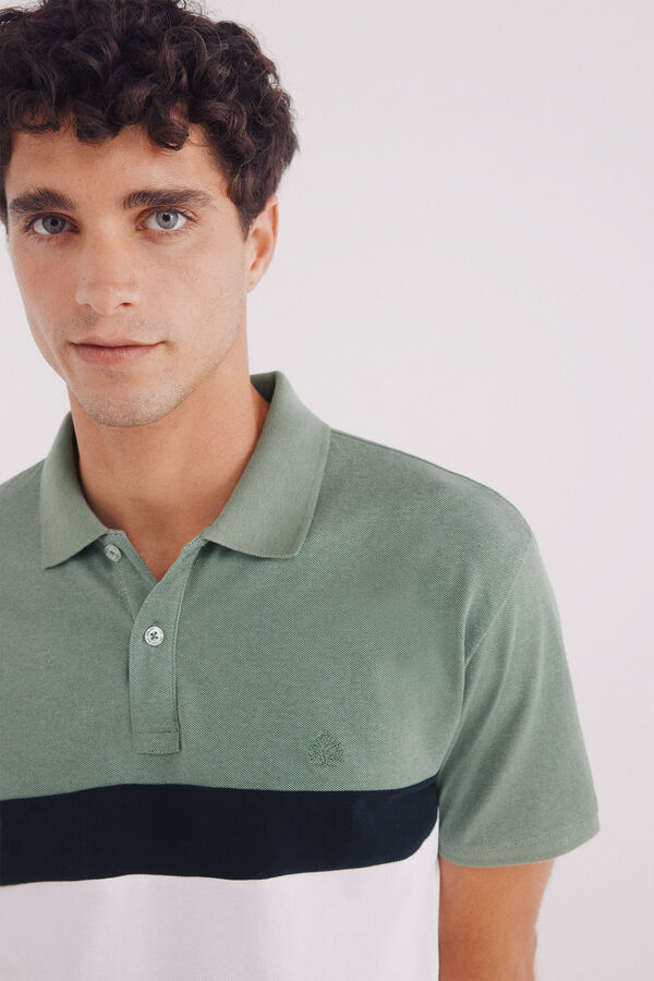 Springfield Polo piqué bloques color slim fit verde