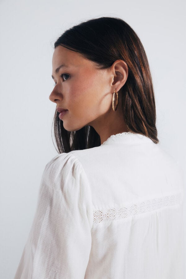 Springfield Blusa lace algodón marrón