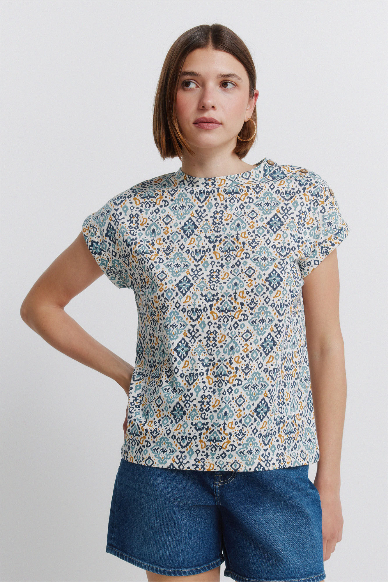 Springfield T-shirt estampada com bot&otilde;es