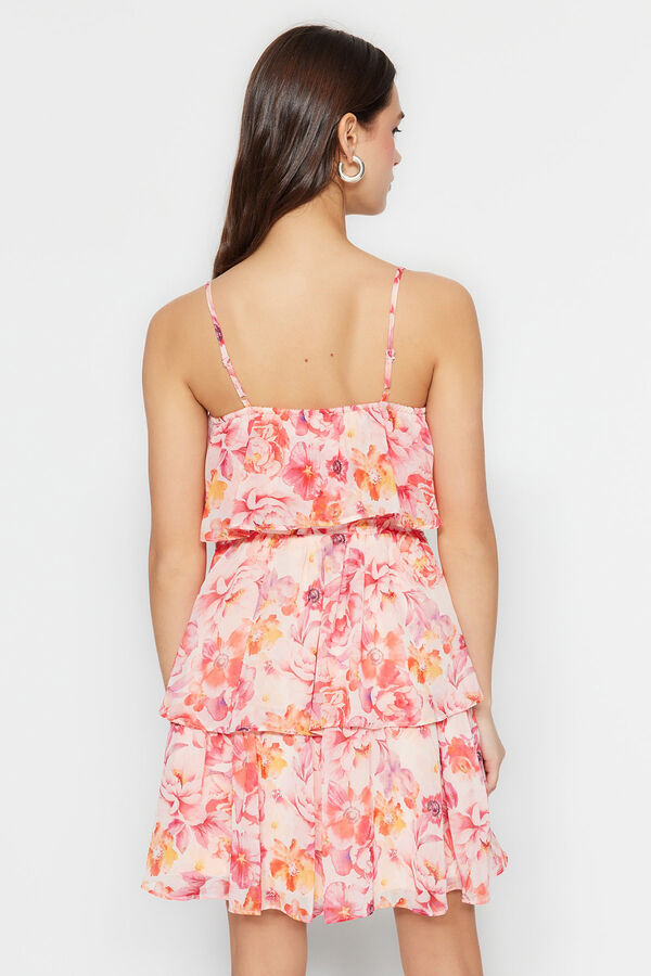 Trendyol Vestido mini com folhos rosa