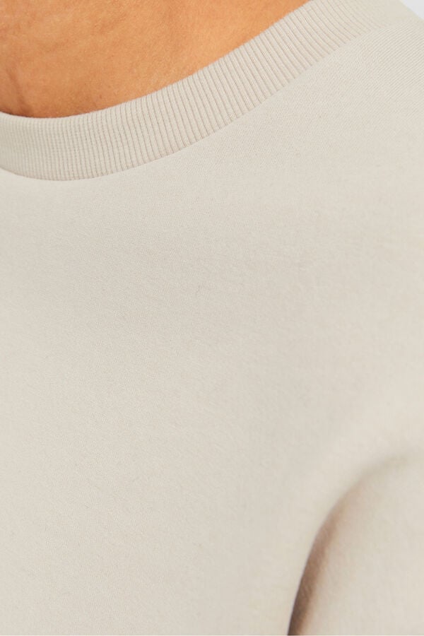 Jack & Jones Sweatshirt básico com gola redonda cinzento