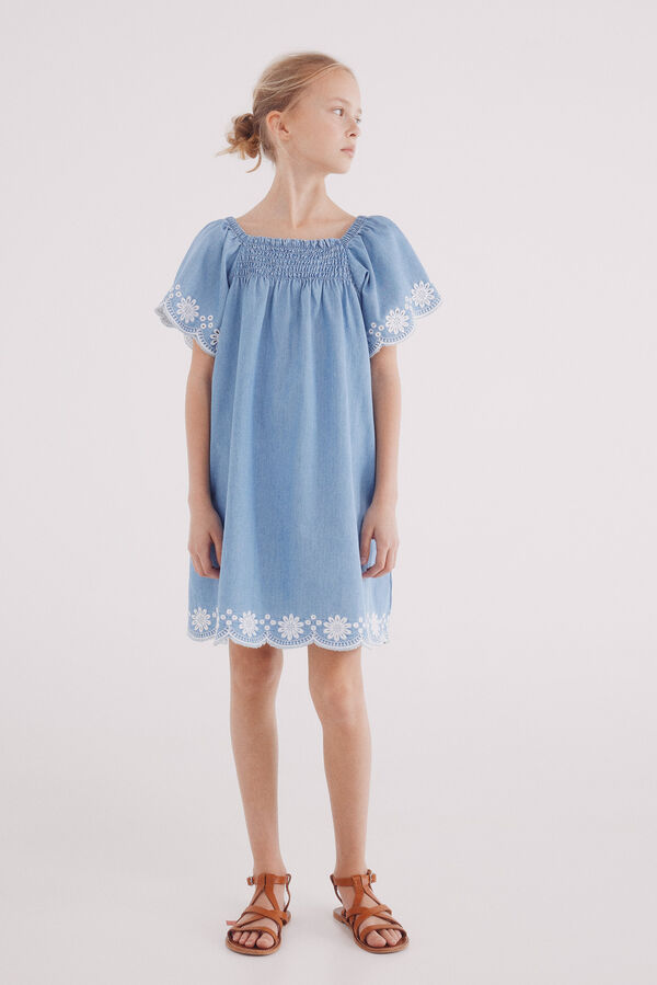 Springfield Kids Vestido curto denim para meninas azul
