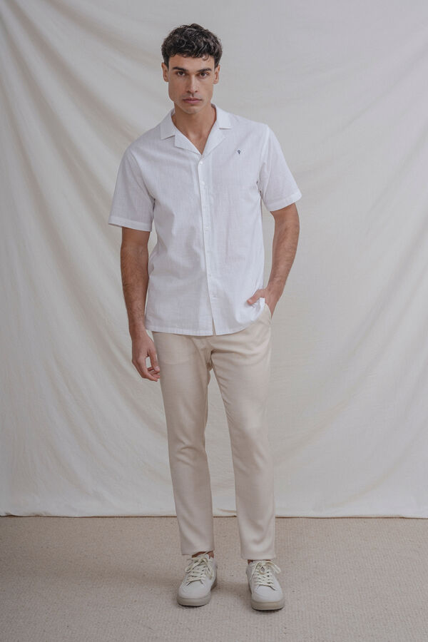 Celopman Camisa flam&ecirc; de manga curta branco