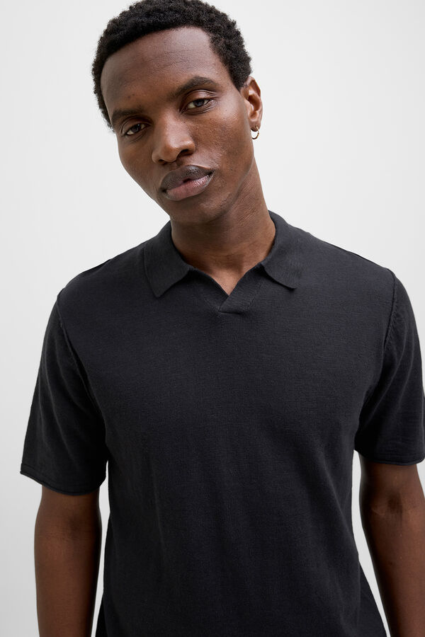 Jack & Jones Camisa polo de tecido de regular fit malha preto