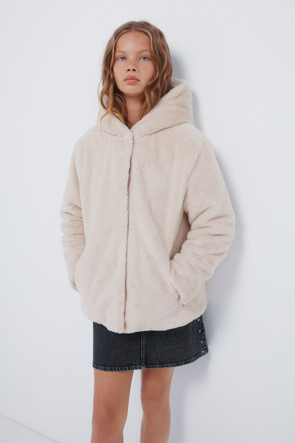 Springfield Kids sobretudo de pele de menina castanho