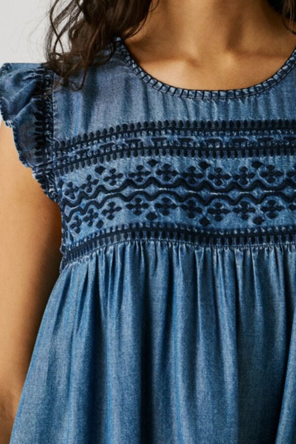 Pepe Jeans Vestido com manga de folhos azul
