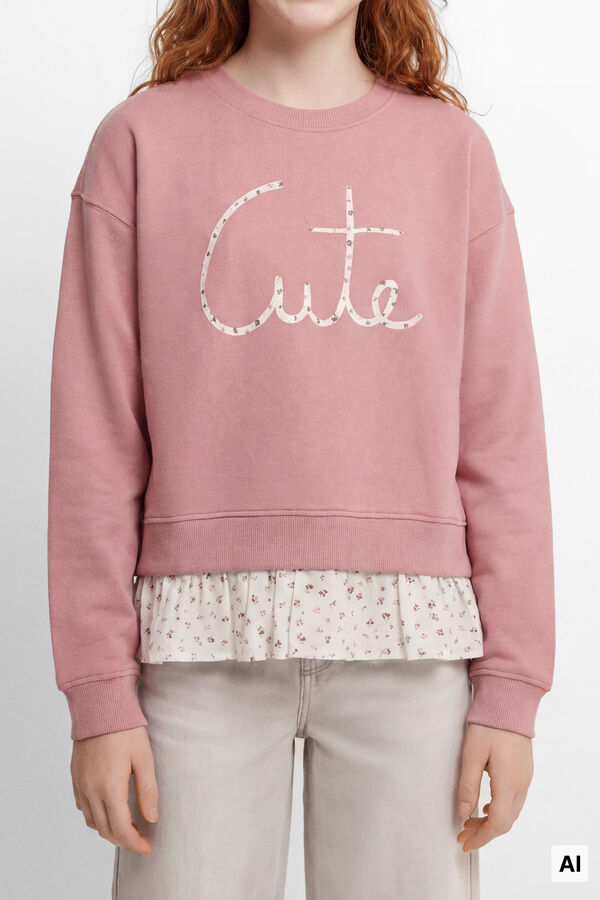Springfield Kids Sweatshirt bimaterial "Cute" menina rosa