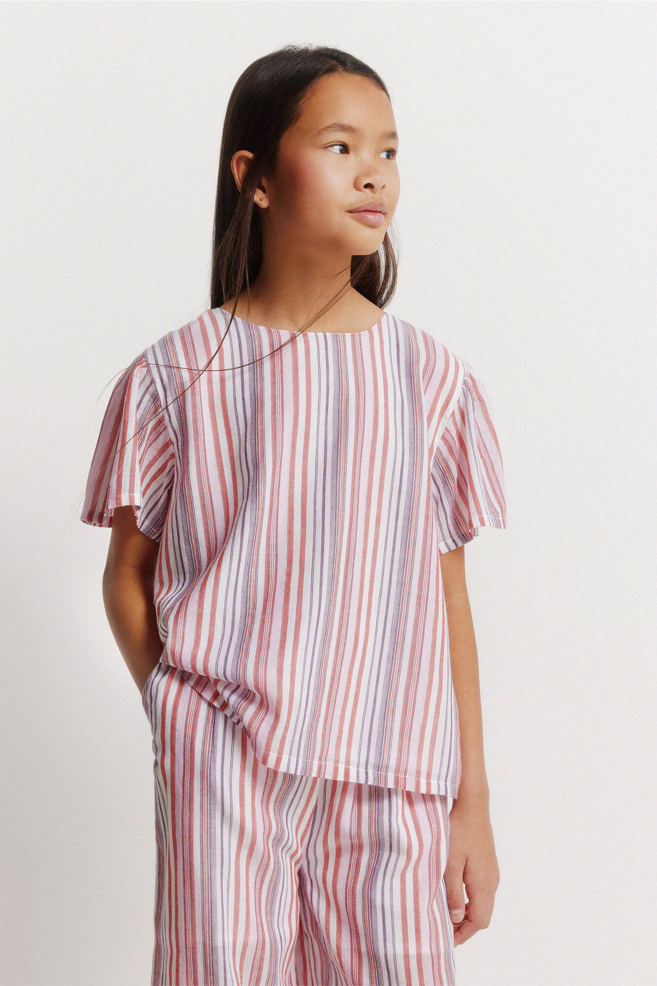 Springfield Kids Blusa manga curta &agrave;s riscas de lurex menina