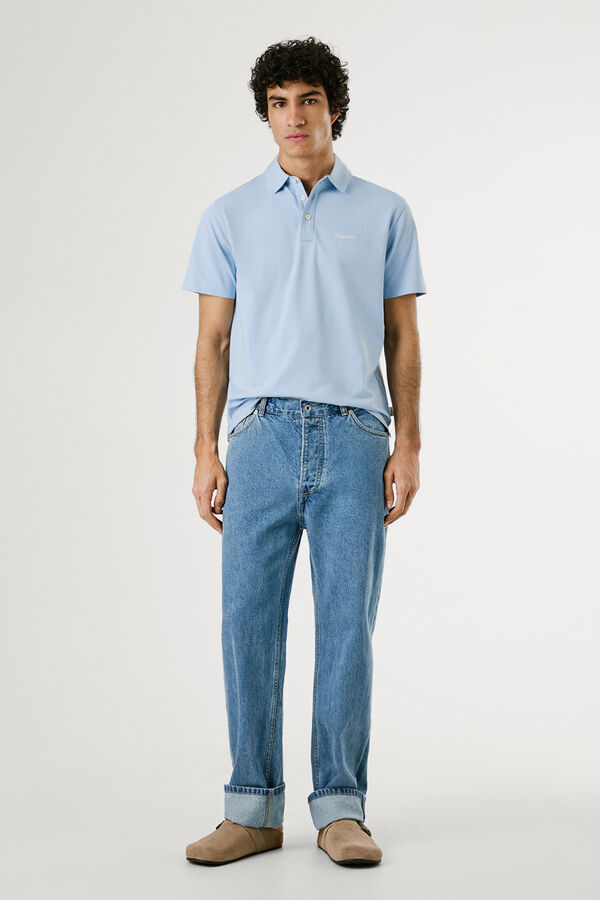 Pepe Jeans  Camisa polo de manga curta com carcela tripla e logo no peito azul