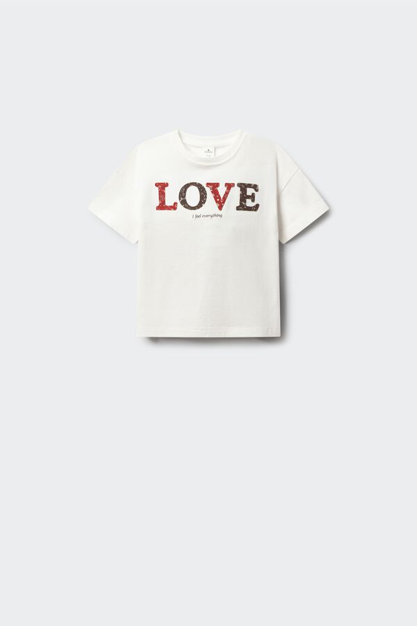 Springfield Kids T-shirt de manga curta "Love" menina branco