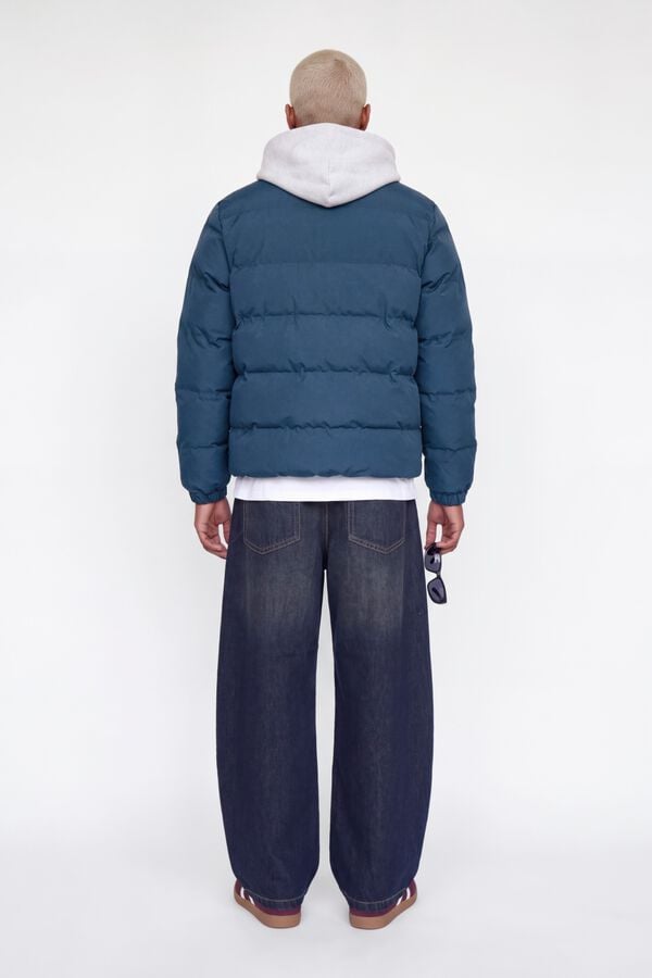 Jack & Jones Blus&atilde;o puffer com capuz azul