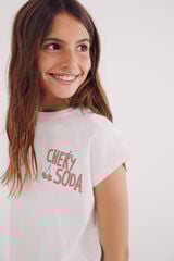 Springfield Kids Camiseta feminina Cherry Soda branco