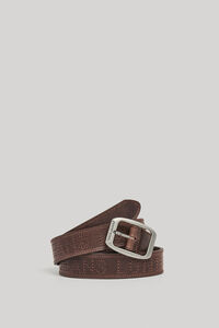 Springfield Perforated Logo Leather Belt brown