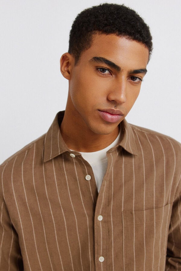 Springfield Camisa de riscas com linho cru
