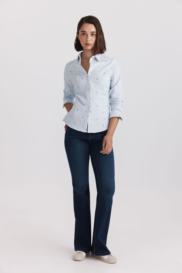 Springfield Blusa b&aacute;sica oxford azul