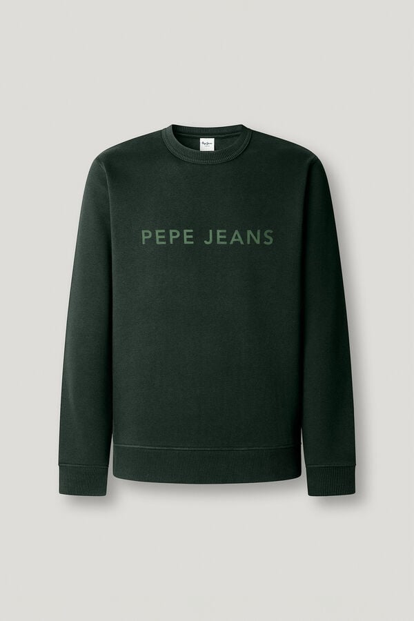 Pepe Jeans Sweatshirt com logo gola redonda verde
