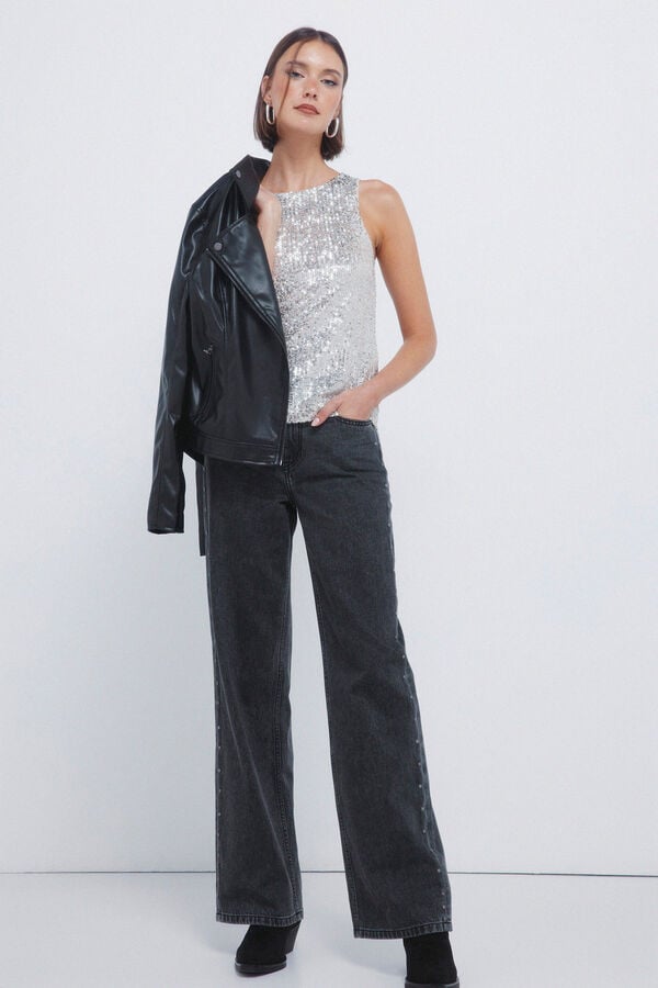 Springfield T-shirt de banho com lantejoulas cinzento