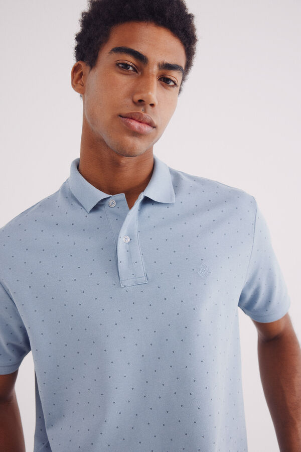 Springfield Polo piqué estampado integralmente regular fit azul