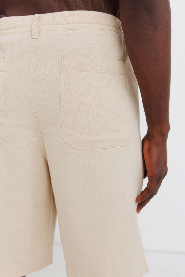 Springfield Bermuda lino relaxed fit beige