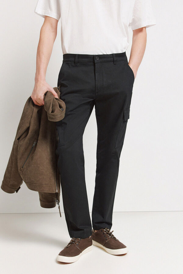 Springfield Slim fit cargo comfort trousers black