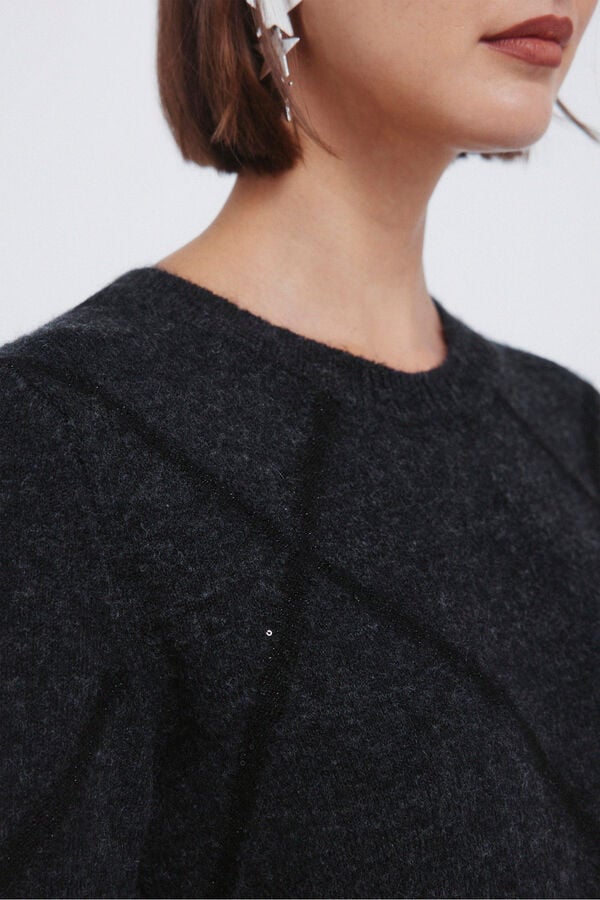 Springfield Camisola de lantejoulas com diamantes cinzento